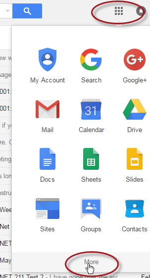Click Google Apps, then click More
