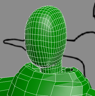 Head with Meshsmooth mod, attached to body