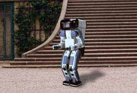 Robot in front of staircase